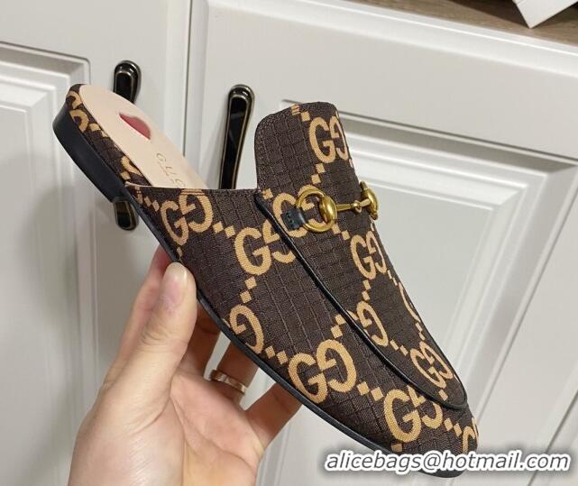 Good Product Gucci Princetown GG Check Fabric Flat Slippers Brown 2025 557730