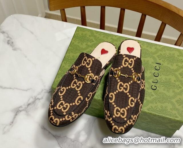 Good Product Gucci Princetown GG Check Fabric Flat Slippers Brown 2025 557730