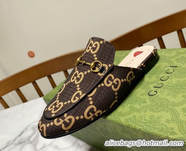 Good Product Gucci Princetown GG Check Fabric Flat Slippers Brown 2025 557730