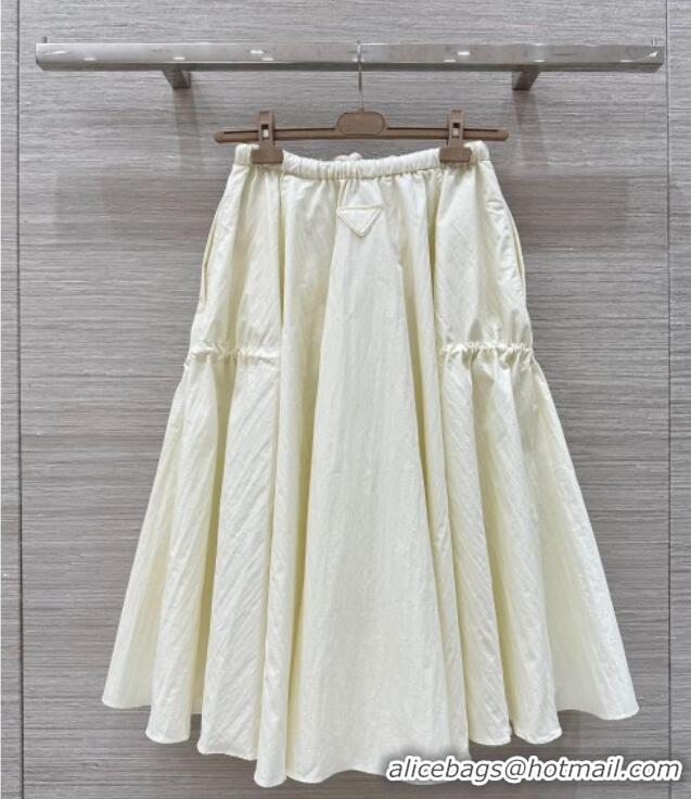 Super Quality Prada Cotton Skirt 042983 White 2025
