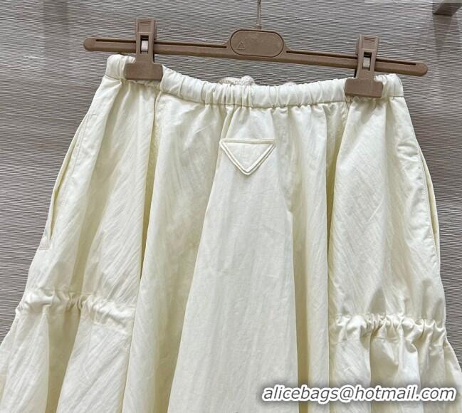 Super Quality Prada Cotton Skirt 042983 White 2025