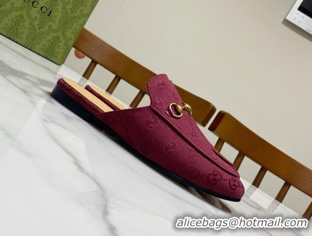 Big Discount Gucci Princetown GG Canvas Flat Slippers Ancora Red 2025 557730