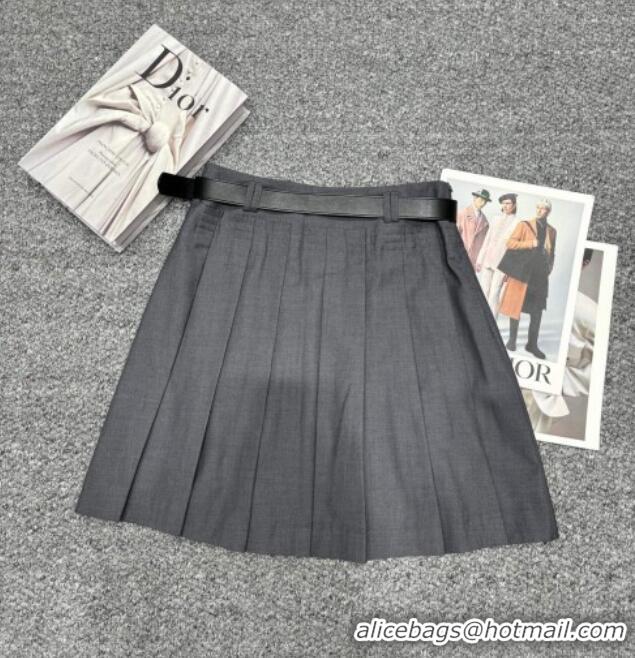 Original Cheap Prada Pleated Cotton Mini Skirt 30034 Grey 2025