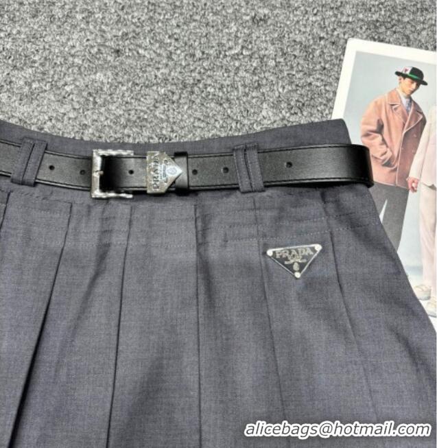 Original Cheap Prada Pleated Cotton Mini Skirt 30034 Grey 2025