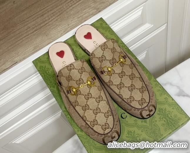 Sophisticated Gucci Princetown GG Canvas Flat Slippers Beige/Brown 2025 557730