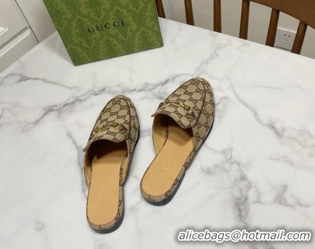 Cheap Price Gucci Princetown GG Canvas Flat Slippers Beige2 2025 557730