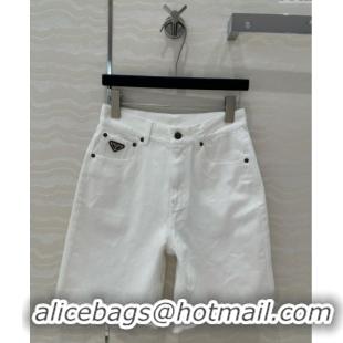 Good Promotional Prada Denim Shorts P050706 White 2025