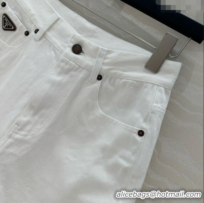 Good Promotional Prada Denim Shorts P050706 White 2025