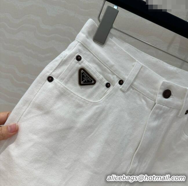 Good Promotional Prada Denim Shorts P050706 White 2025