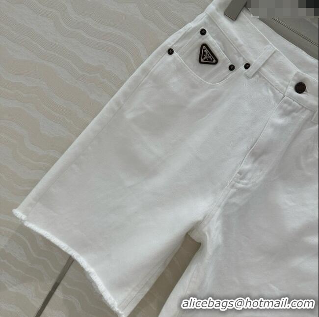 Good Promotional Prada Denim Shorts P050706 White 2025