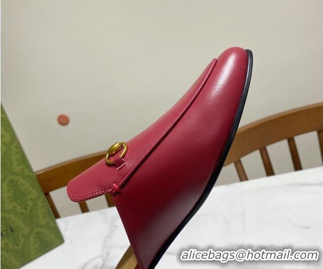 Charming Gucci Princetown Calf Leather Flat Slippers Red 2025 557730