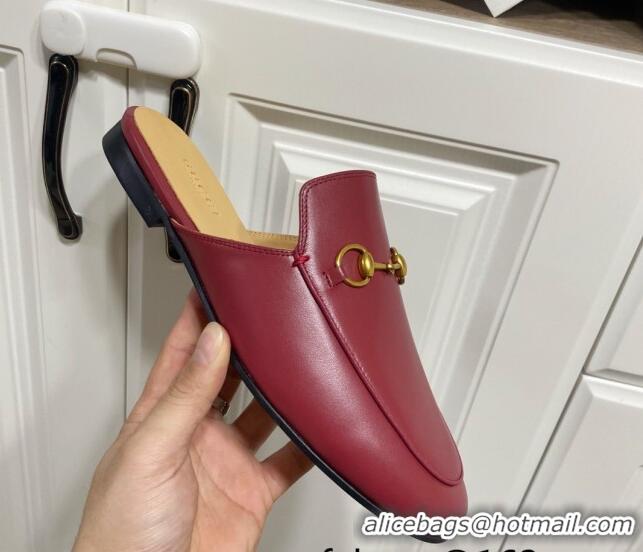 Charming Gucci Princetown Calf Leather Flat Slippers Red 2025 557730