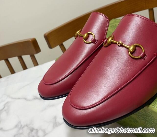 Charming Gucci Princetown Calf Leather Flat Slippers Red 2025 557730