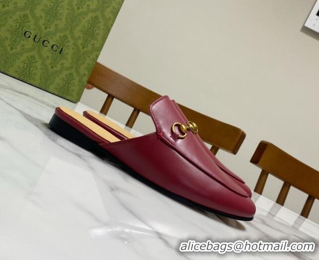 Charming Gucci Princetown Calf Leather Flat Slippers Red 2025 557730