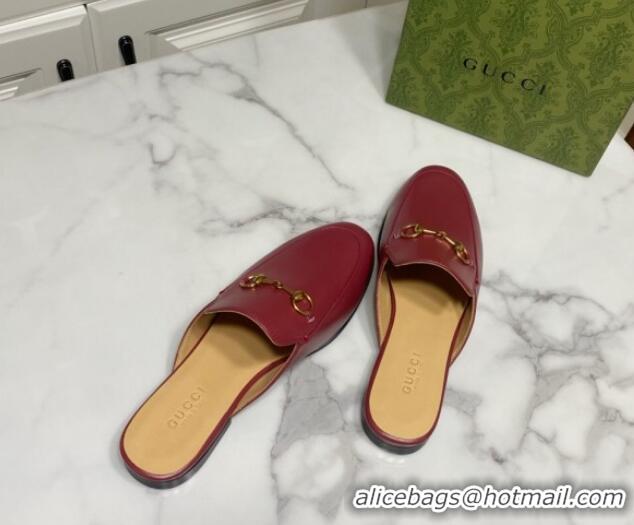 Charming Gucci Princetown Calf Leather Flat Slippers Red 2025 557730
