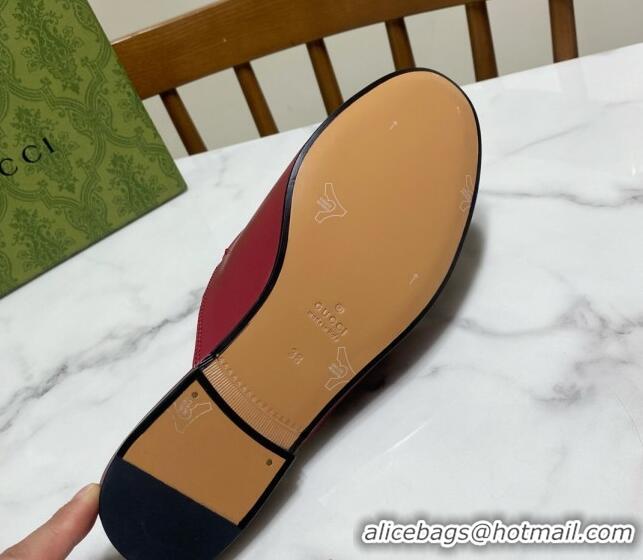 Charming Gucci Princetown Calf Leather Flat Slippers Red 2025 557730