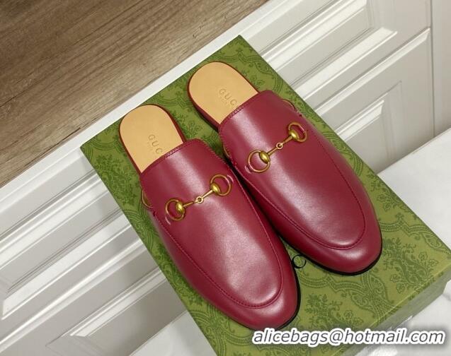 Charming Gucci Princetown Calf Leather Flat Slippers Red 2025 557730