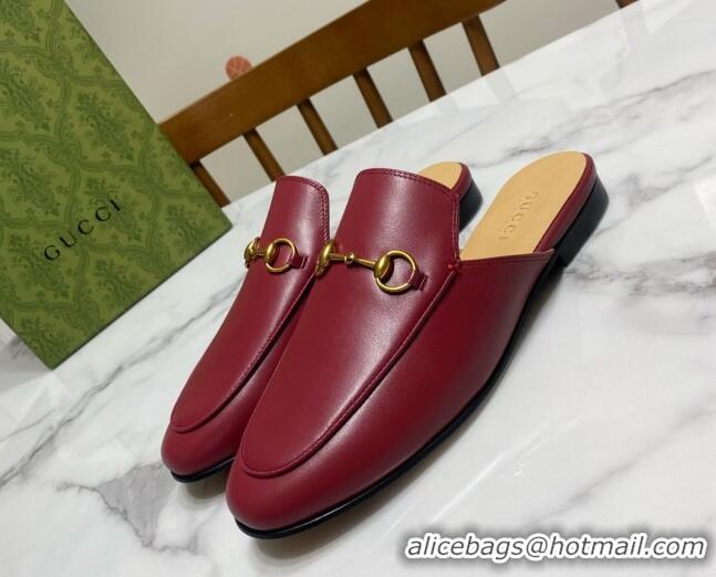 Charming Gucci Princetown Calf Leather Flat Slippers Red 2025 557730