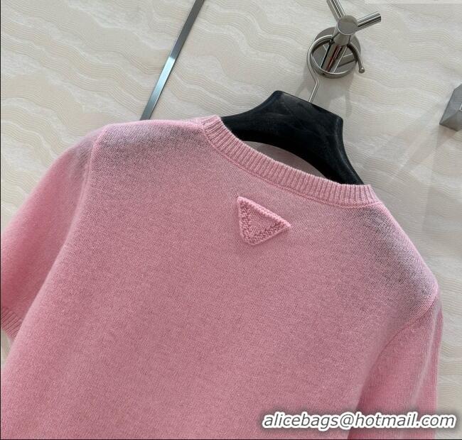 Best Price Prada Wool & Cashmere Short-sleeved Sweater P050715 Pink 2025