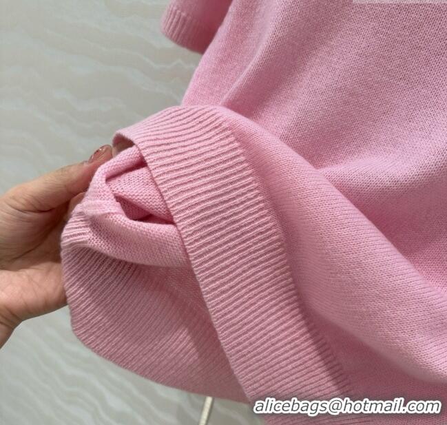 Best Price Prada Wool & Cashmere Short-sleeved Sweater P050715 Pink 2025