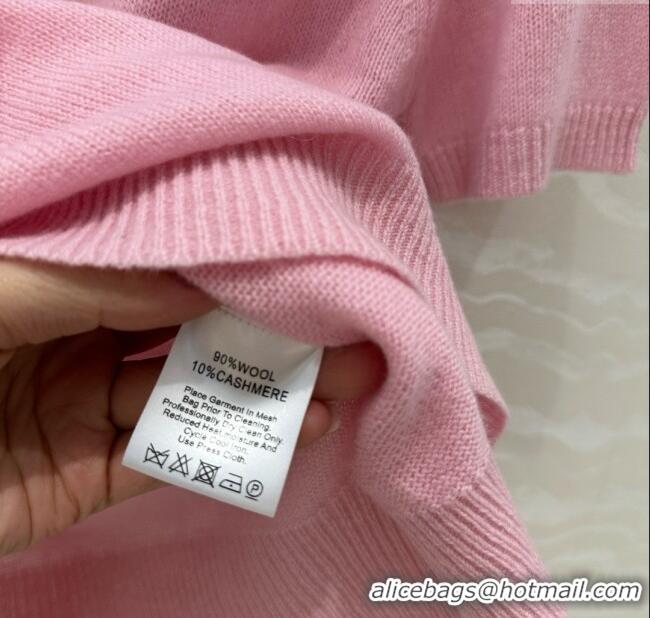 Best Price Prada Wool & Cashmere Short-sleeved Sweater P050715 Pink 2025