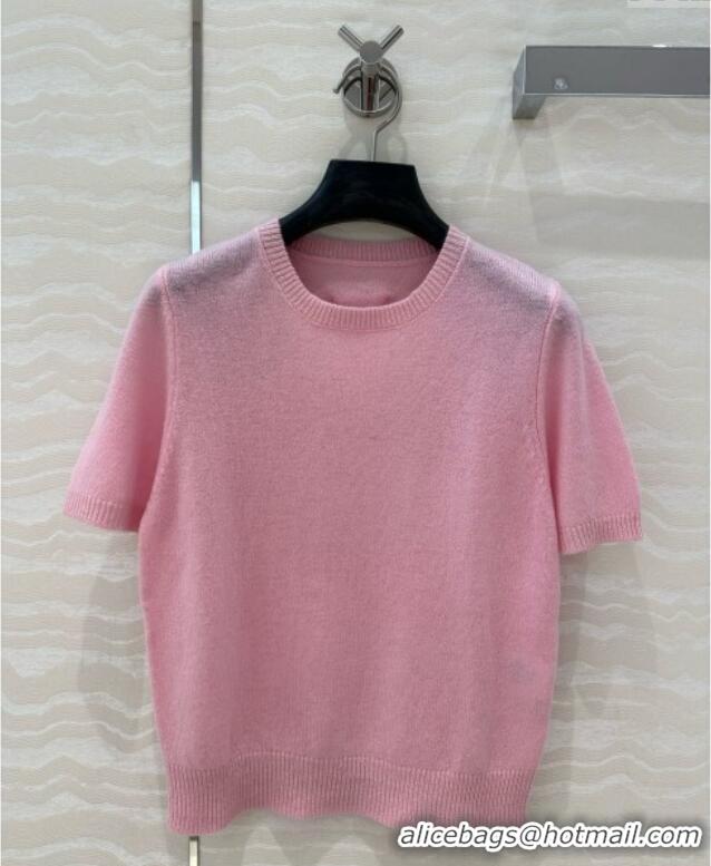 Best Price Prada Wool & Cashmere Short-sleeved Sweater P050715 Pink 2025
