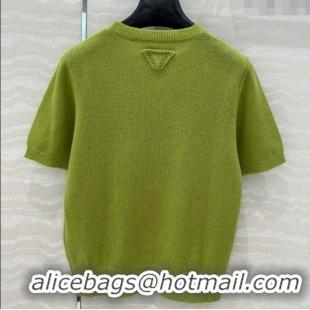 Buy Discount Prada Wool & Cashmere Short-sleeved Sweater P050716 Green 2025