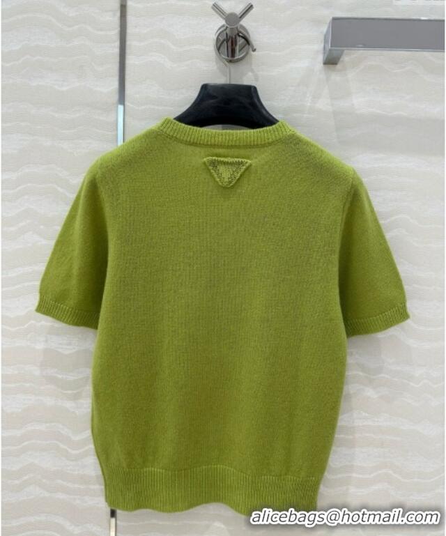 Buy Discount Prada Wool & Cashmere Short-sleeved Sweater P050716 Green 2025