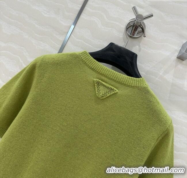 Buy Discount Prada Wool & Cashmere Short-sleeved Sweater P050716 Green 2025