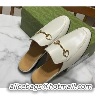 Unique Style Gucci Princetown Calf Leather Flat Slippers White 2025 557730