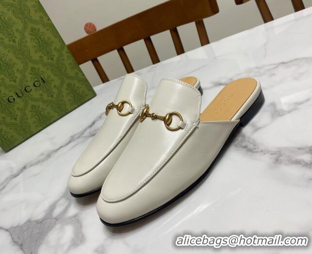 Unique Style Gucci Princetown Calf Leather Flat Slippers White 2025 557730