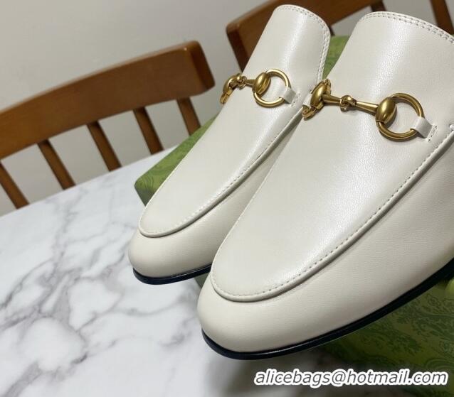 Unique Style Gucci Princetown Calf Leather Flat Slippers White 2025 557730