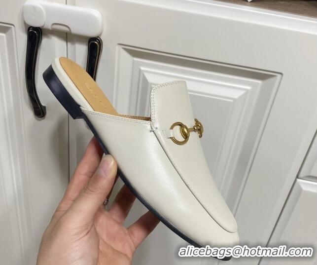 Unique Style Gucci Princetown Calf Leather Flat Slippers White 2025 557730