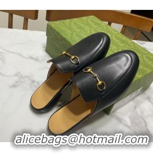 Durable Gucci Princetown Calf Leather Flat Slippers Black 2025 557730
