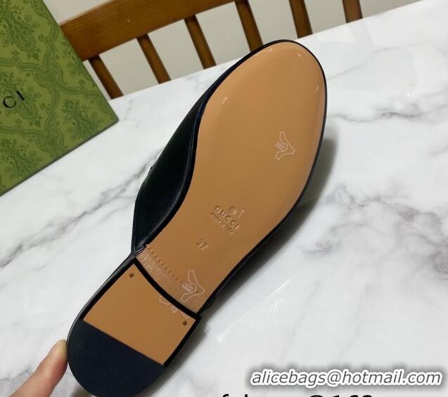 Durable Gucci Princetown Calf Leather Flat Slippers Black 2025 557730