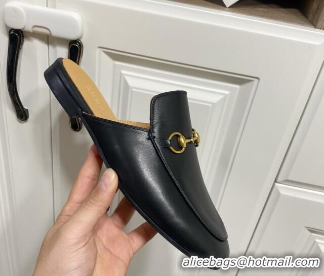 Durable Gucci Princetown Calf Leather Flat Slippers Black 2025 557730