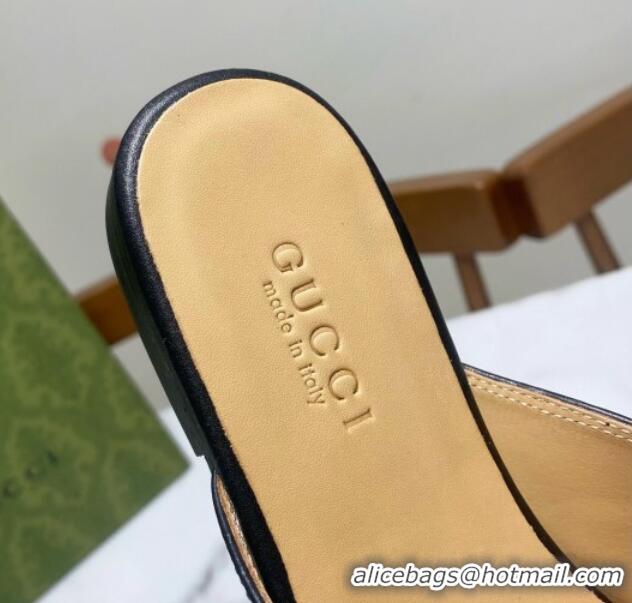 Durable Gucci Princetown Calf Leather Flat Slippers Black 2025 557730