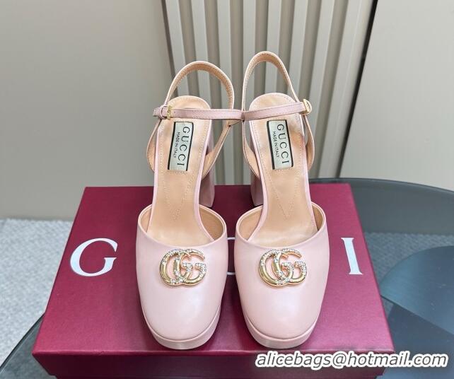 Best Product Gucci Calfskin Platform Pump with Double G 817258 Pink 2025
