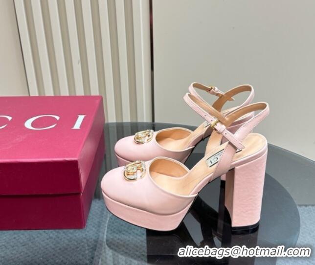 Best Product Gucci Calfskin Platform Pump with Double G 817258 Pink 2025