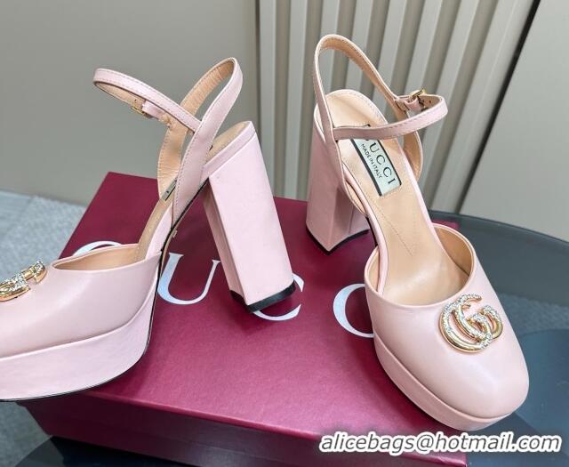 Best Product Gucci Calfskin Platform Pump with Double G 817258 Pink 2025