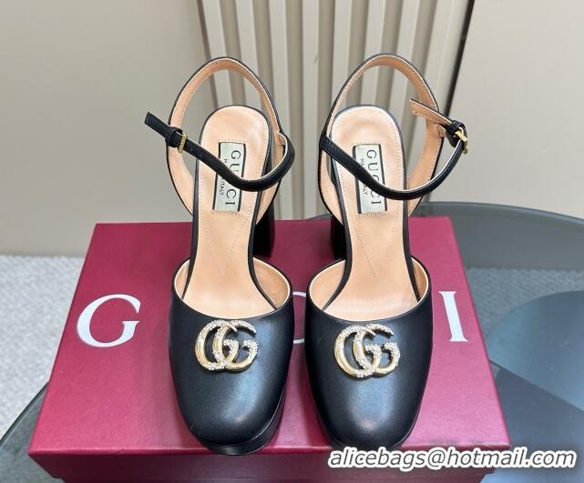 Luxury Gucci Calfskin Platform Pump with Double G 817258 Black