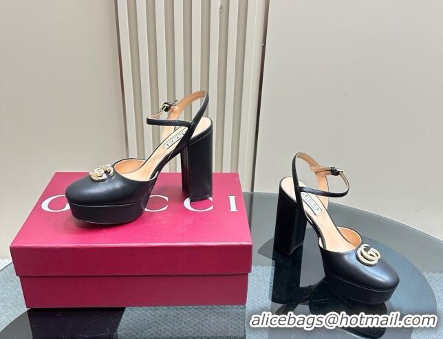 Luxury Gucci Calfskin Platform Pump with Double G 817258 Black