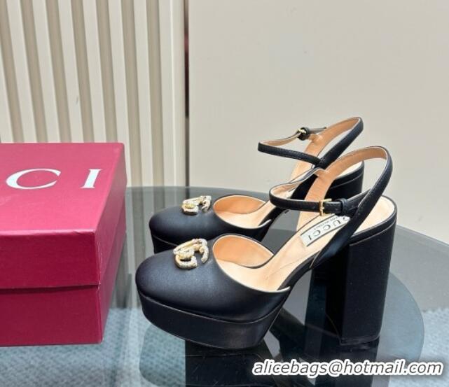 Luxury Gucci Calfskin Platform Pump with Double G 817258 Black
