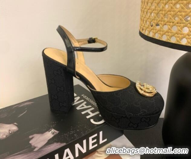 Purchase Gucci Platform Pump with Double G 817258 Black