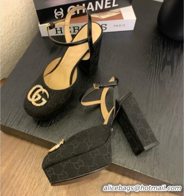 Purchase Gucci Platform Pump with Double G 817258 Black