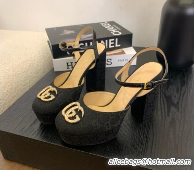 Purchase Gucci Platform Pump with Double G 817258 Black