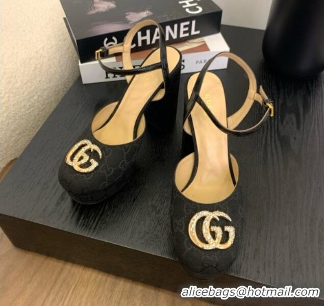 Purchase Gucci Platform Pump with Double G 817258 Black