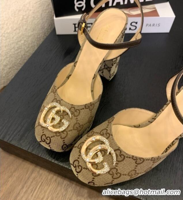 Pretty Style Gucci Platform Pump with Double G 817258 Beige