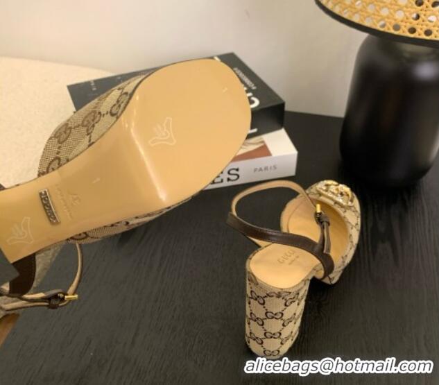 Pretty Style Gucci Platform Pump with Double G 817258 Beige