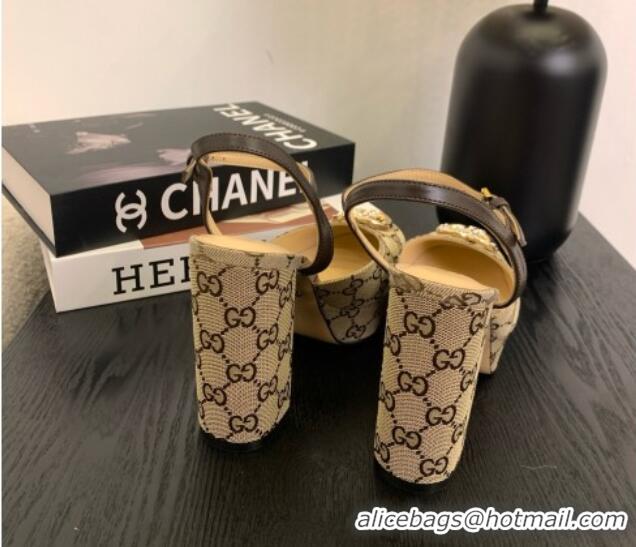 Pretty Style Gucci Platform Pump with Double G 817258 Beige